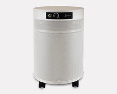 Airpura 700 cream air purifier with control panel and wheels on a white background