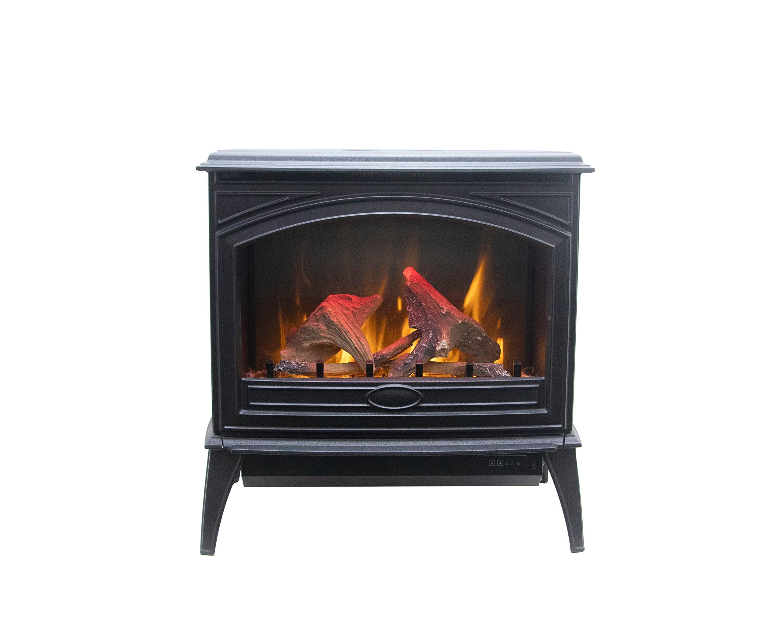 Amantii E50-NA Lynwood Series - 50 cm Freestand Electric Stove Featuring a Cast Iron Frame and a 10 Piece Birch Log Set - Green Vista Living