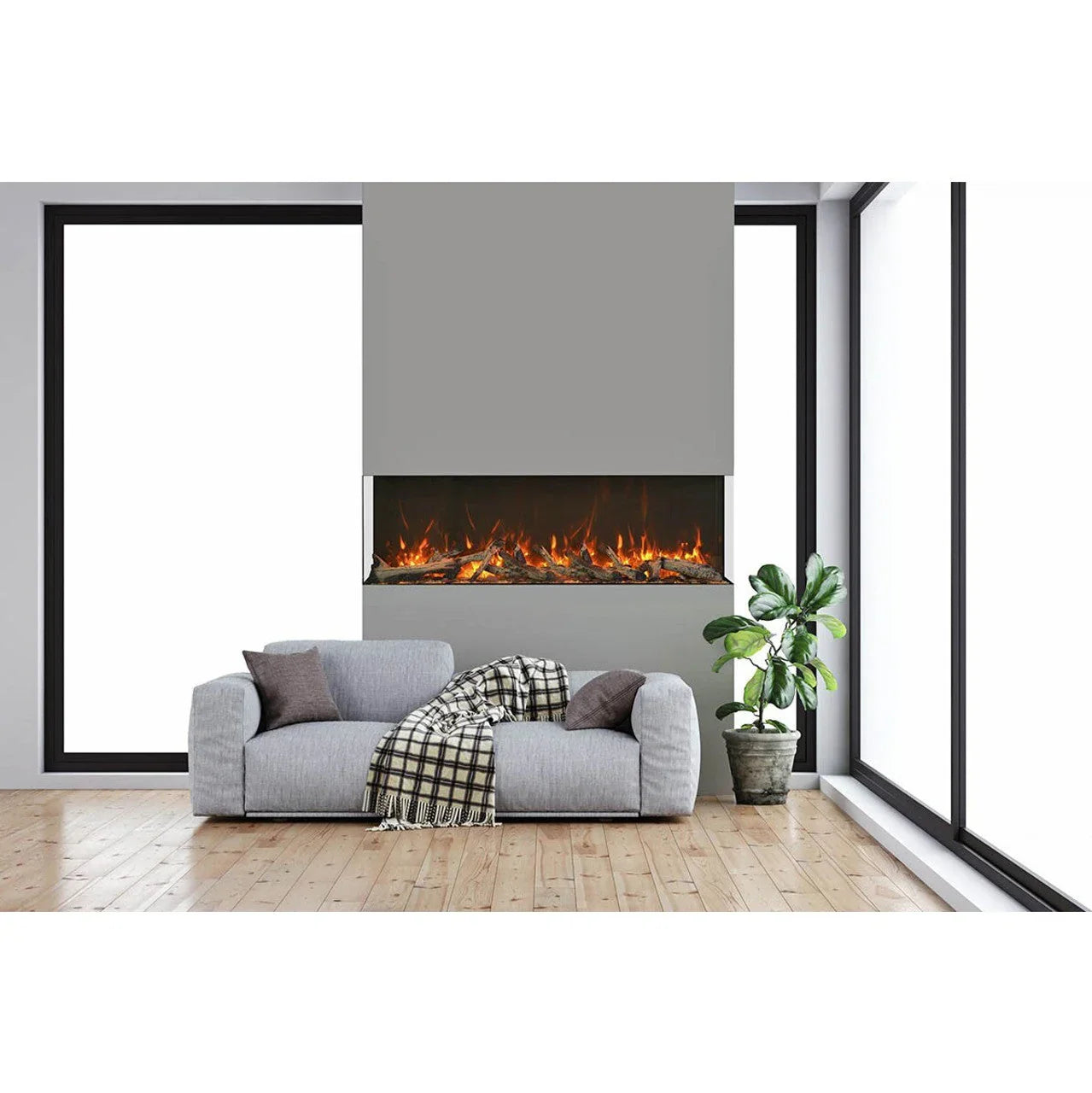 Amantii Tru-View XL XT 88 Inch Indoor Outdoor 3 Sided Electric Fireplace - Green Vista Living