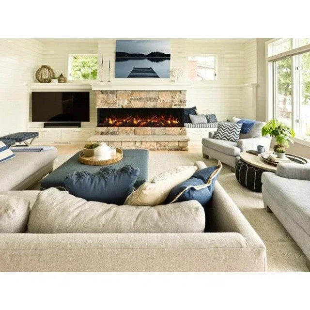 Amantii 50 Inch Tru-View Slim Smart Indoor Outdoor 3 Sided Electric Fireplace - Green Vista Living