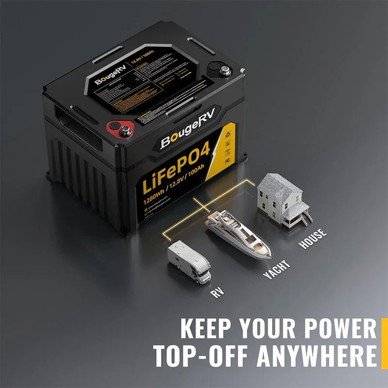 12V 1280Wh/100Ah LiFePO4 Battery - Green Vista Living