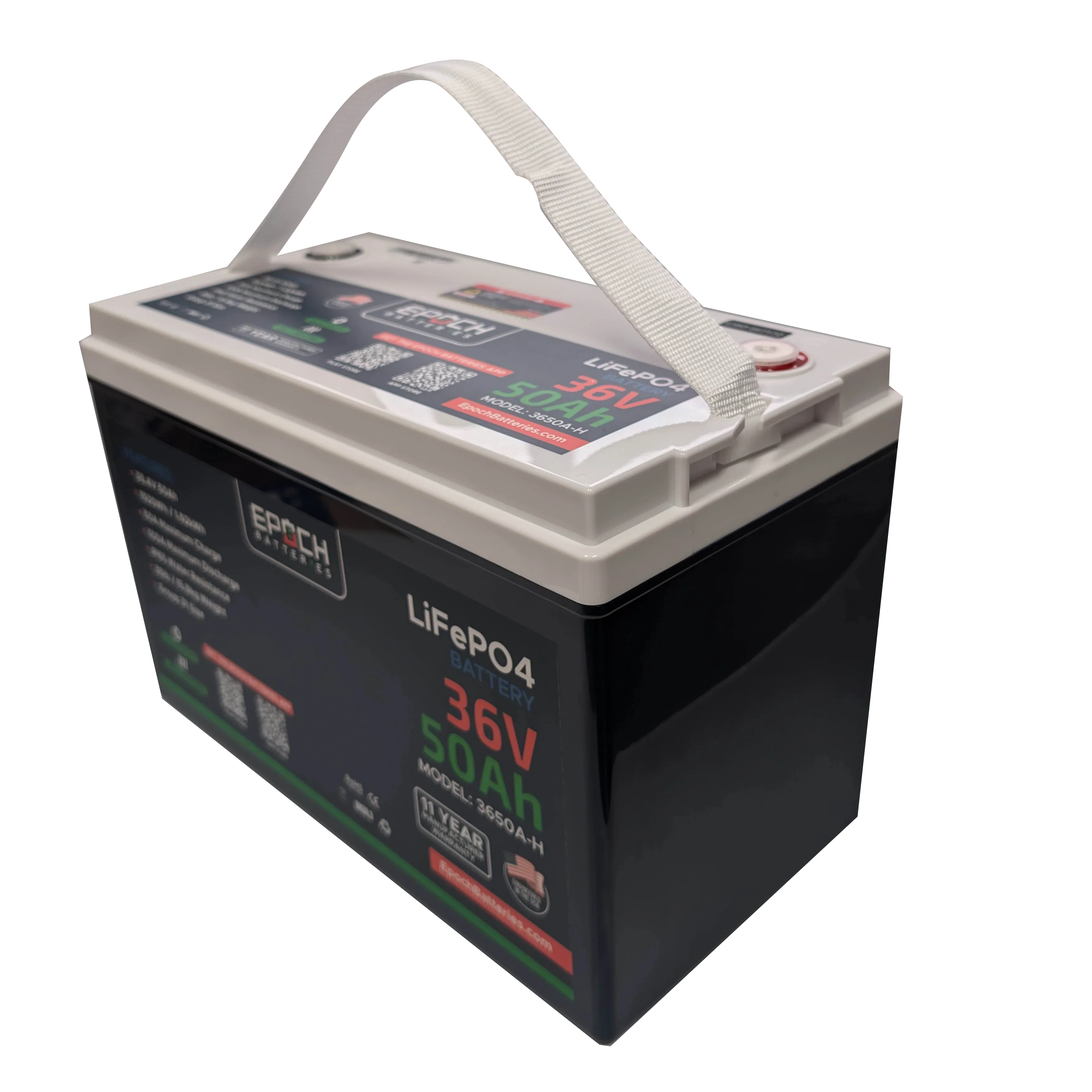 Epoch Batteries 36V 50Ah Essential Series - Bluetooth & Heated LiFePO4 Battery - Green Vista Living