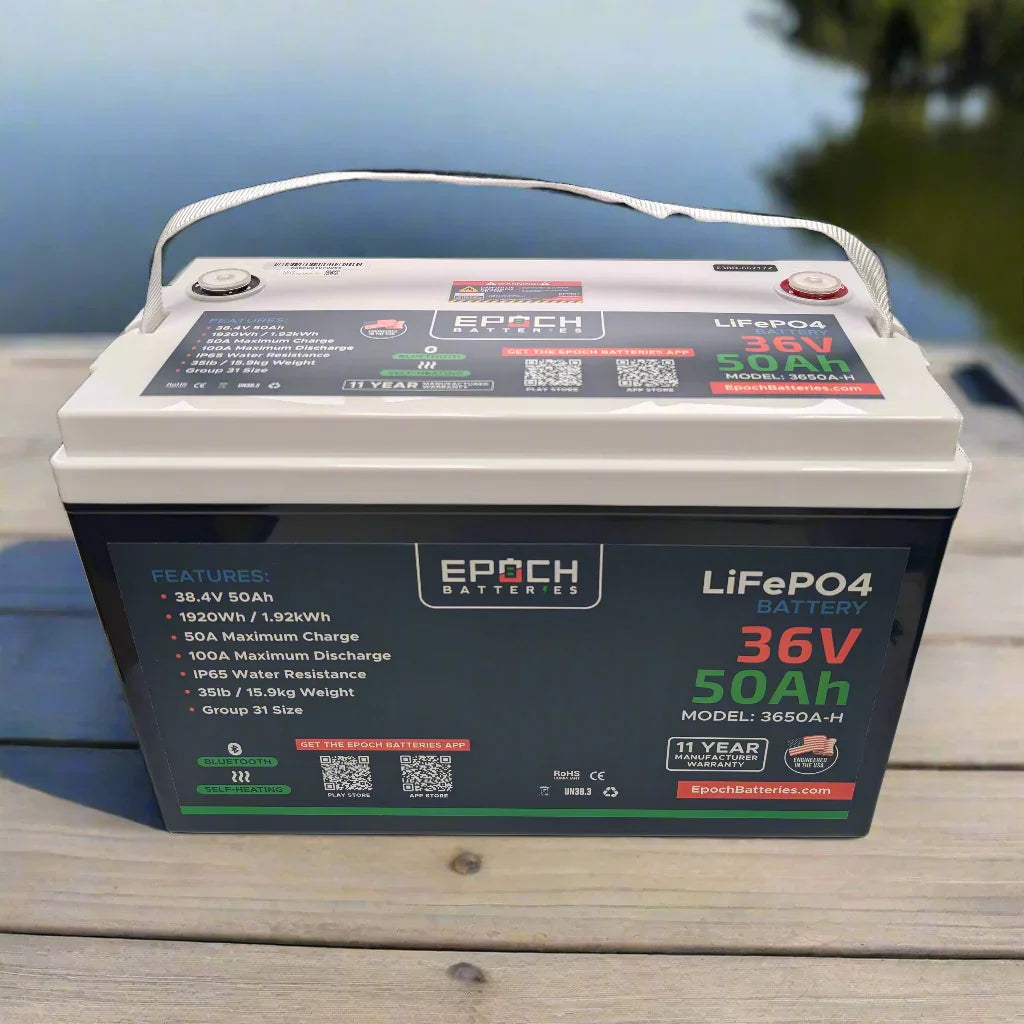 Epoch Batteries 36V 50Ah Essential Series - Bluetooth & Heated LiFePO4 Battery - Green Vista Living