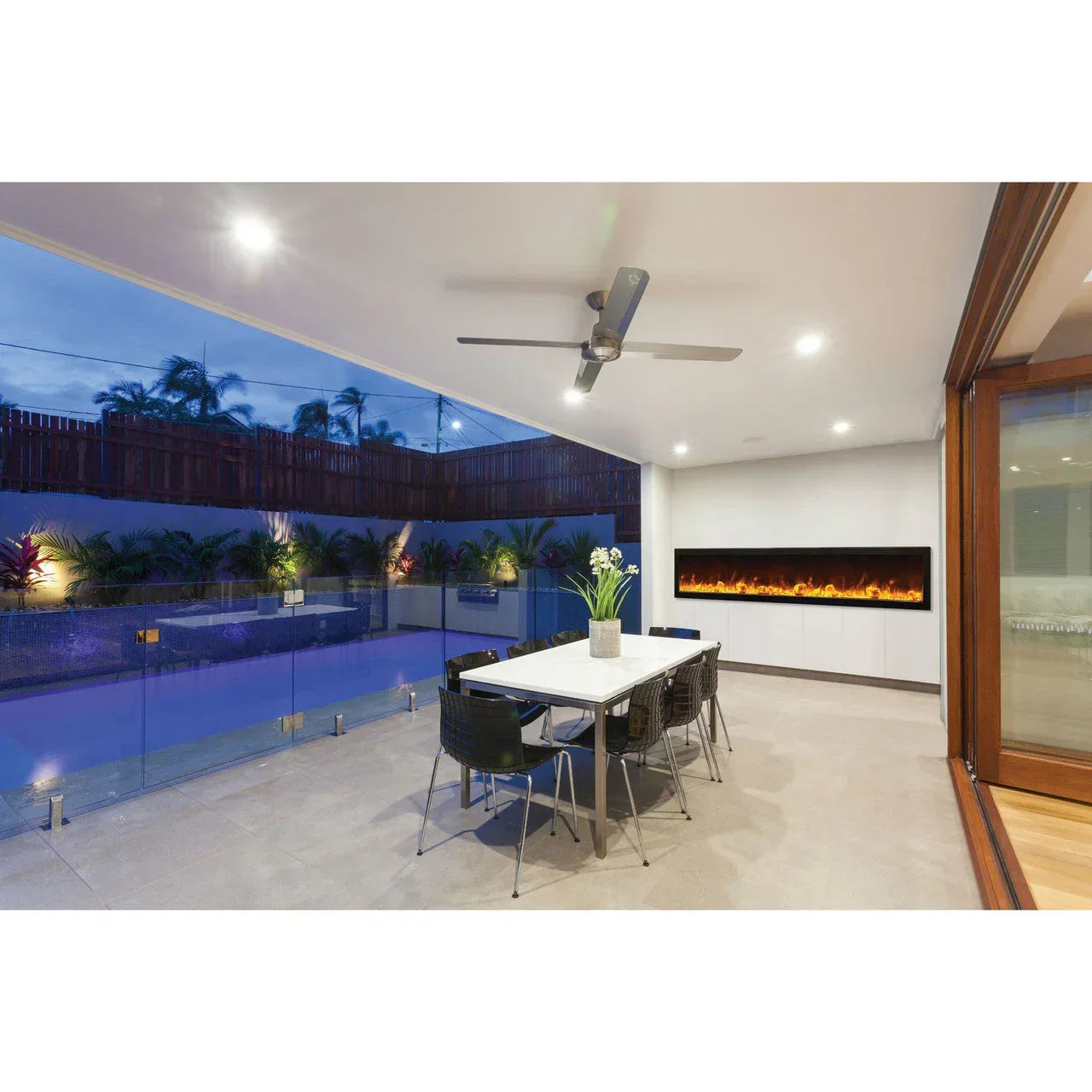 Amantii 88 Inch Panorama Slim BI-88-SLIM-OD Linear Indoor or Outdoor Electric Fireplace - Green Vista Living