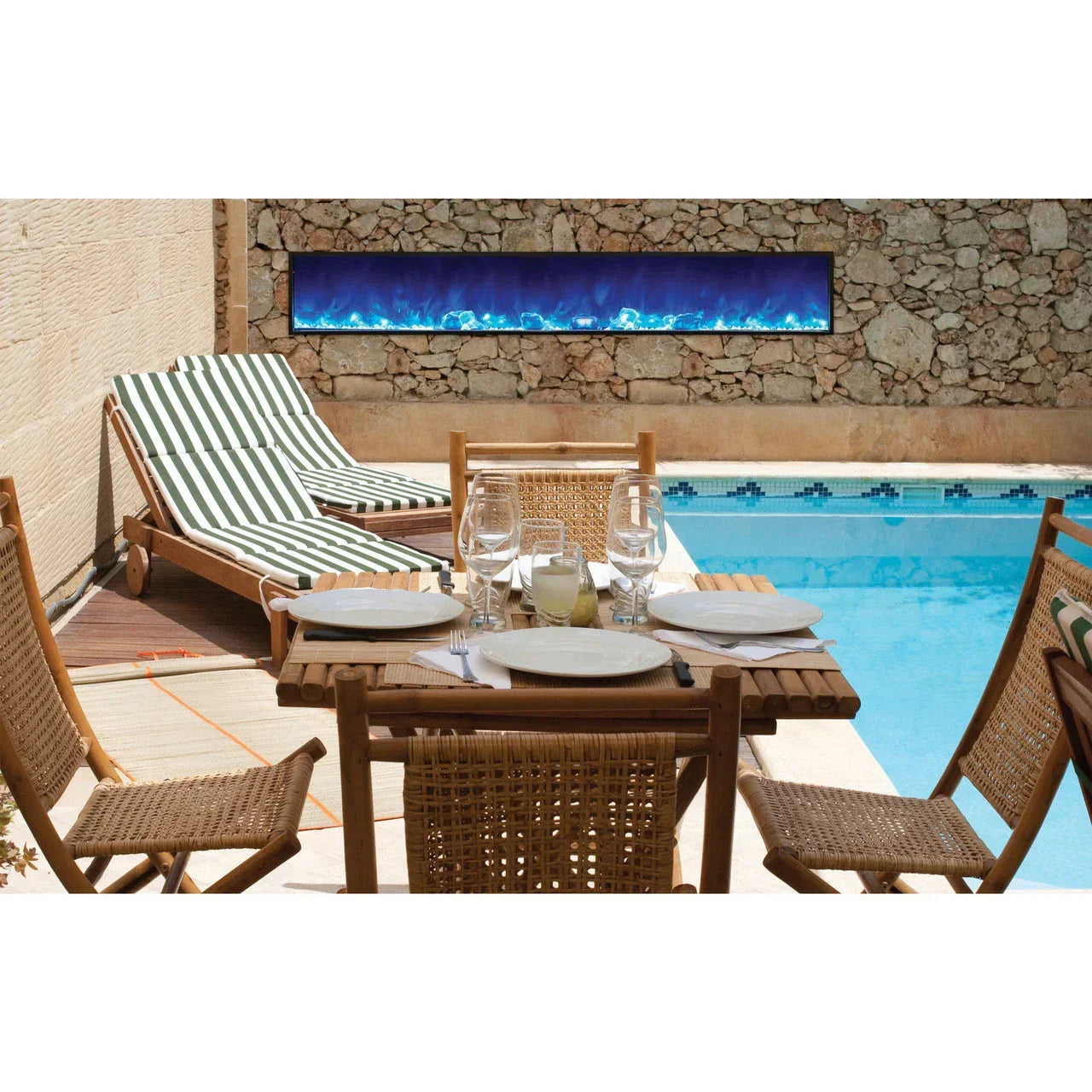 Amantii 88 Inch Panorama Slim BI-88-SLIM-OD Linear Indoor or Outdoor Electric Fireplace - Green Vista Living