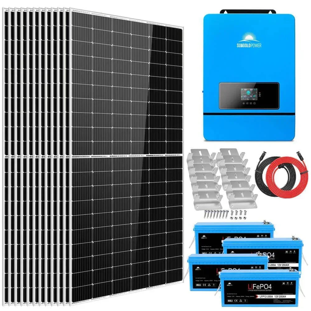 Complete Off Grid Solar Kit 8000W 48V 120V/240V output 10.24KWH Lithium Battery 5400 Watt Solar Panel SGK-8MAX - Green Vista Living
