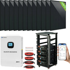 ECO-WORTHY Home Hybrid Solar Power System: 10KW GROWATT 120V/240V Output+ 20.48kWh Lithium Battery (4*48v 100Ah)+ 4920W Solar Panel (12*410W) Eco-Worthy