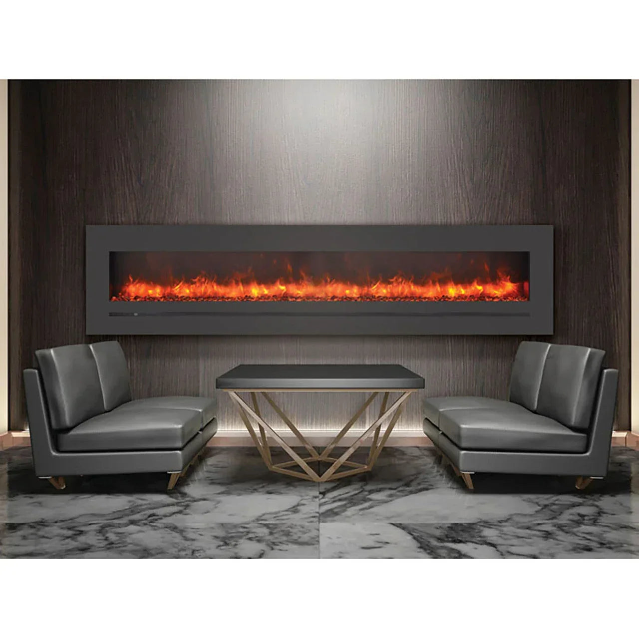 Sierra Flame 72 Inch Linear Wall Mount Electric Fireplace WM-FML-72-7823-STL - Green Vista Living