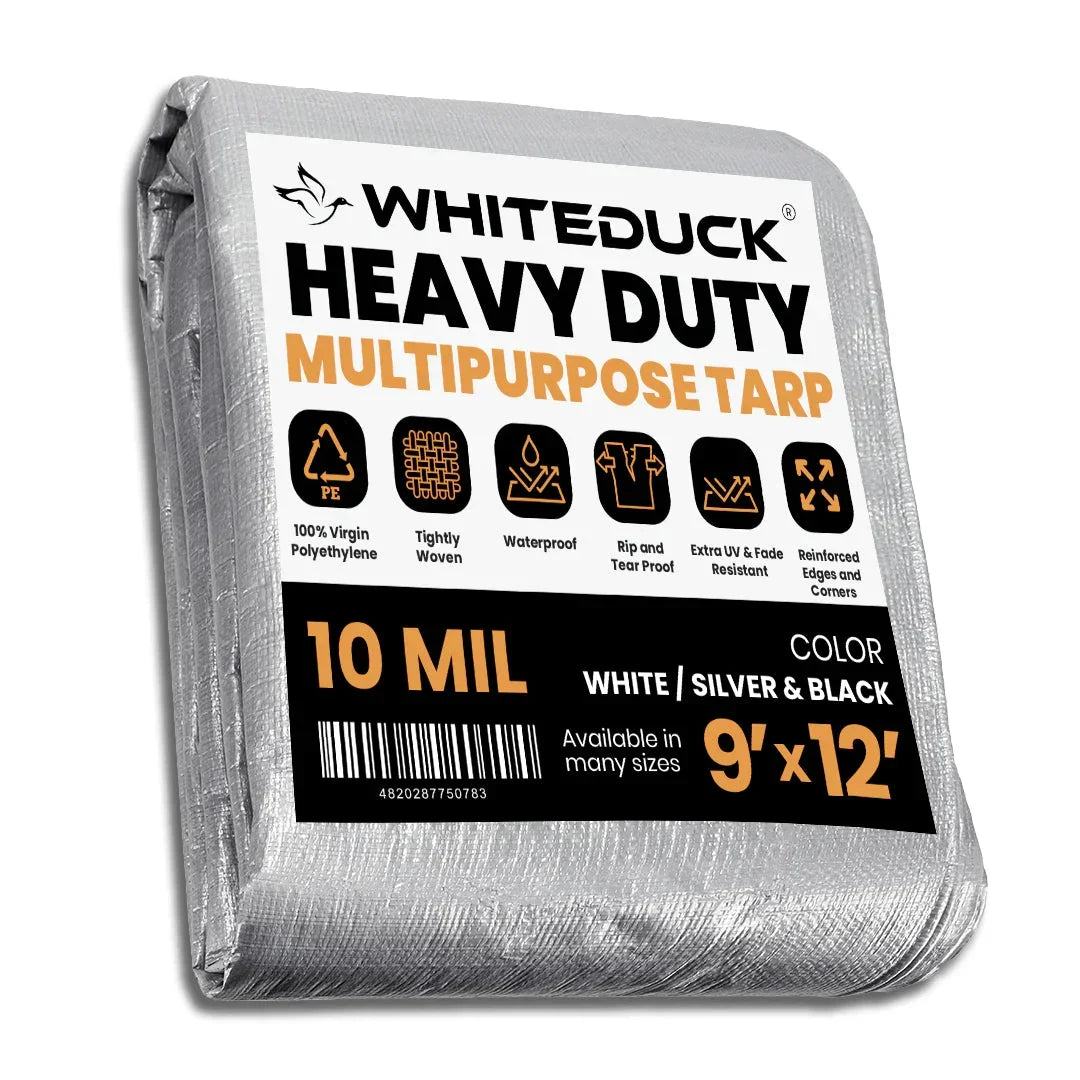 16’ x 20’ Heavy Duty Poly Tarp 10 mil, 6 oz - Black & Silver - Green Vista Living