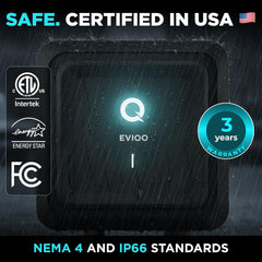 EVIQO Level 2 EV Charger, 48A (11.5kW), 240V, NEMA 14-50 Plug-in, J1772 for Non-Tesla EVs