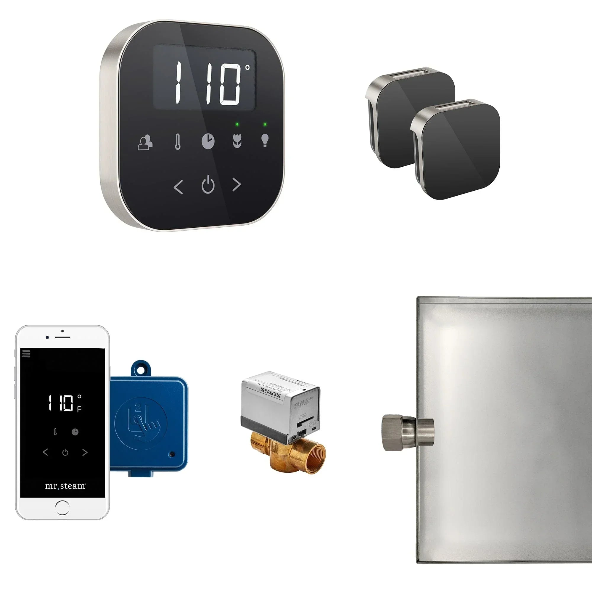 Mr. Steam AirButler Max Steam Shower Control Package with AirTempo Control and Aroma Glass SteamHead - Green Vista Living