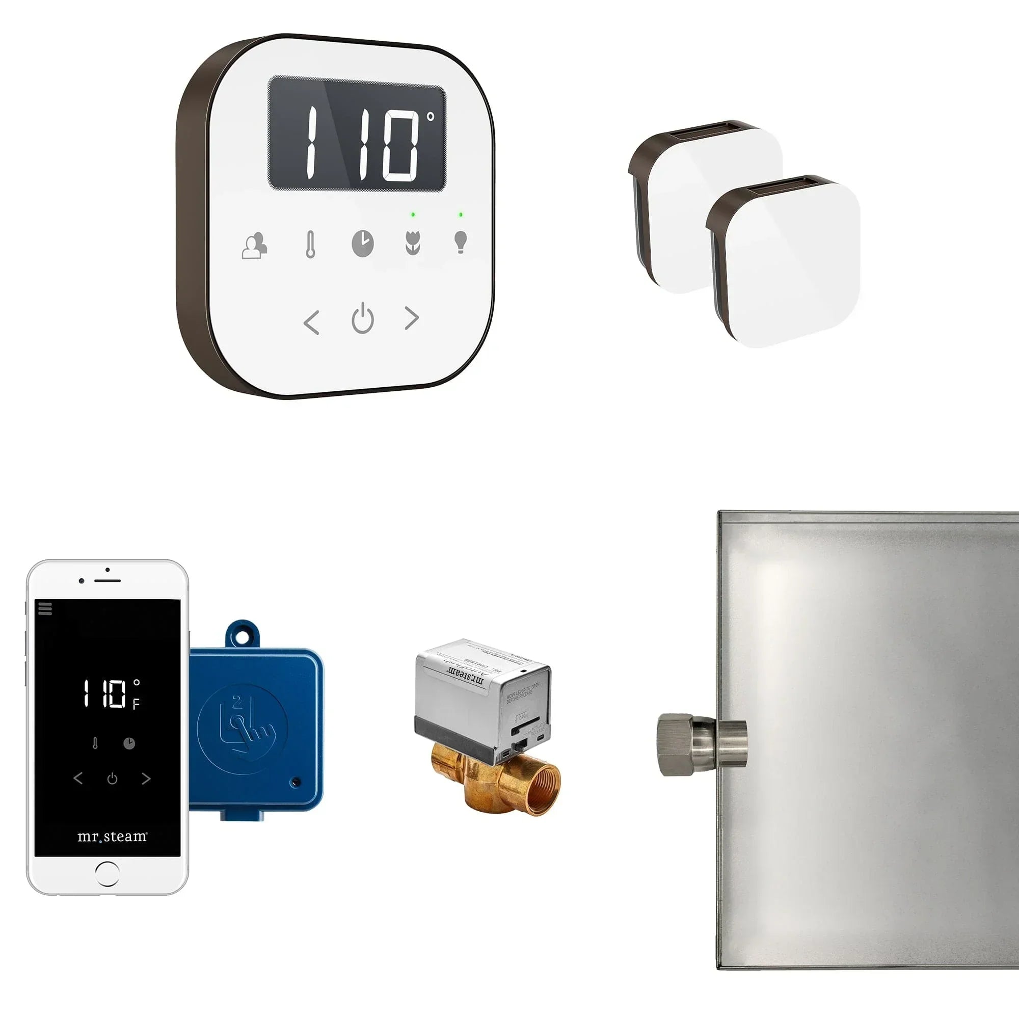 Mr. Steam AirButler Max Steam Shower Control Package with AirTempo Control and Aroma Glass SteamHead - Green Vista Living