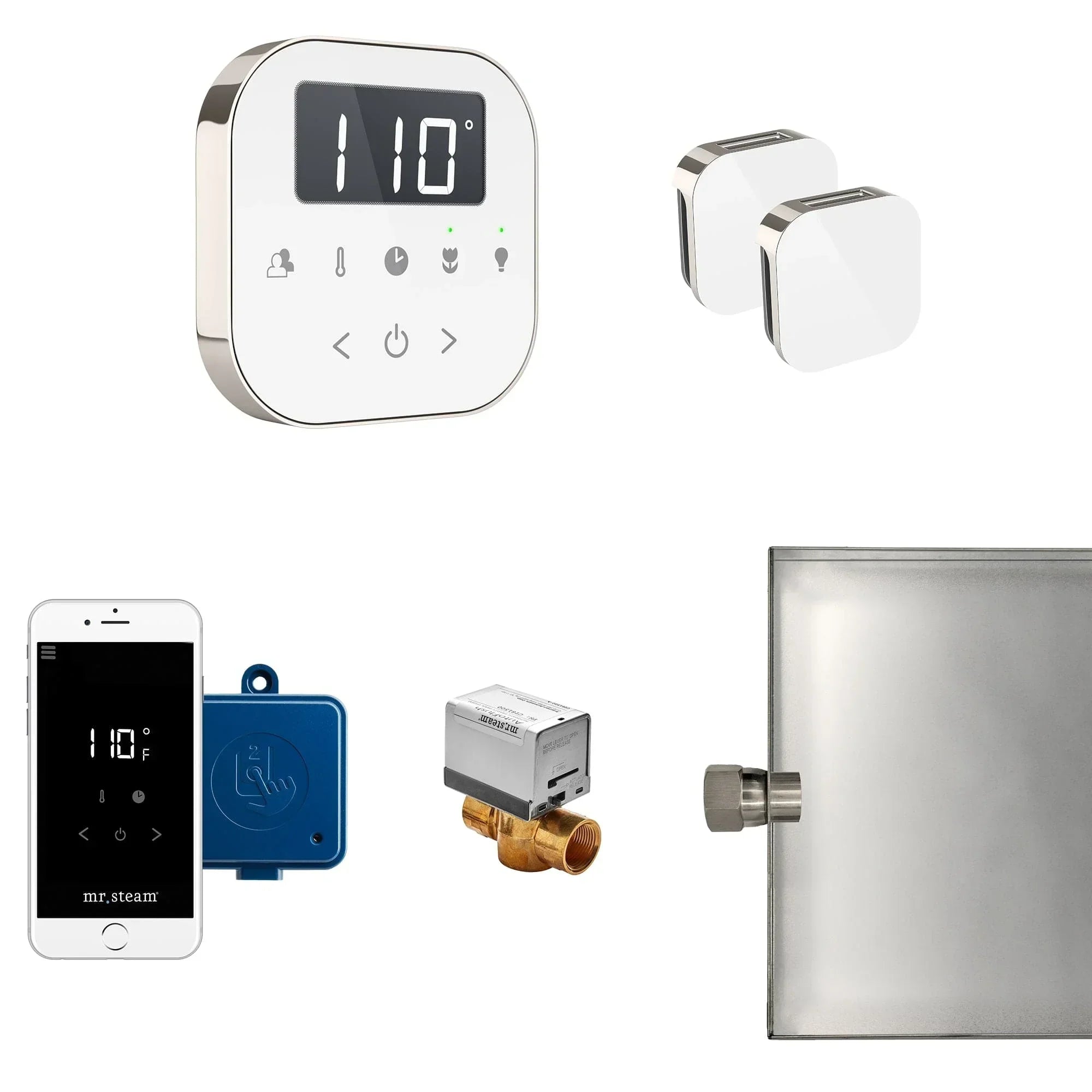 Mr. Steam AirButler Max Steam Shower Control Package with AirTempo Control and Aroma Glass SteamHead - Green Vista Living