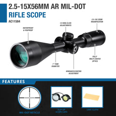 Barska 2.5-15x56mm AR6 Mil-Dot Rifle Scope