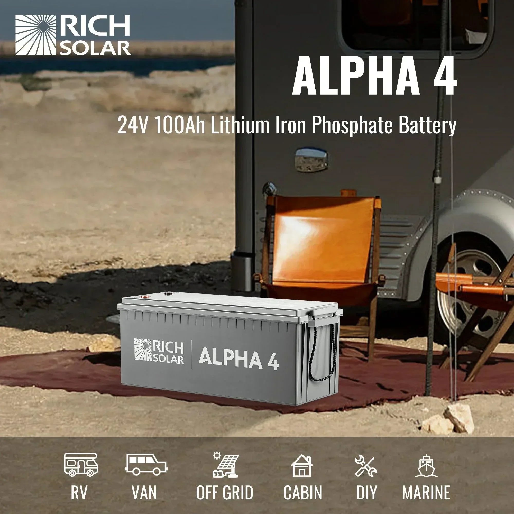 ALPHA 4 | 24V 100Ah LiFePO4 Battery | Powerful 12V Lithium Battery for RVs, Trailers, Vans, Boats, Off-Grid | 5,000 Lifetime Cycles | Bluetooth and Internal Heat Technology - Green Vista Living