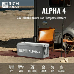 ALPHA 4 | 24V 100Ah LiFePO4 Battery | Powerful 12V Lithium Battery for RVs, Trailers, Vans, Boats, Off-Grid | 5,000 Lifetime Cycles | Bluetooth and Internal Heat Technology - Green Vista Living