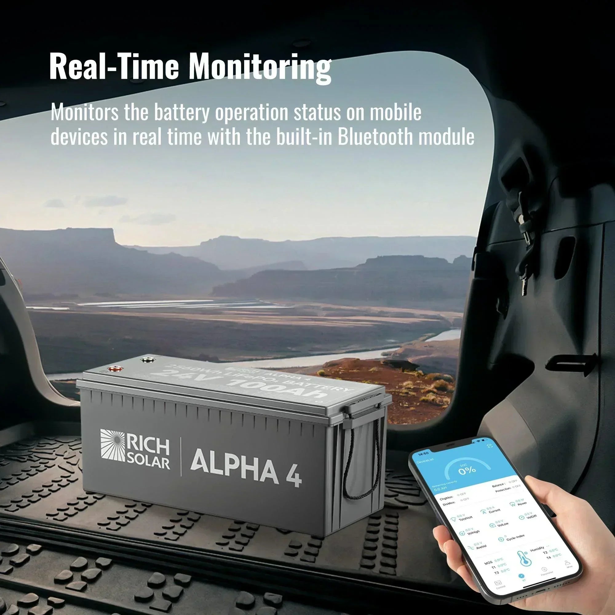 ALPHA 4 | 24V 100Ah LiFePO4 Battery | Powerful 12V Lithium Battery for RVs, Trailers, Vans, Boats, Off-Grid | 5,000 Lifetime Cycles | Bluetooth and Internal Heat Technology - Green Vista Living
