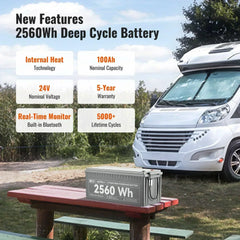 ALPHA 4 | 24V 100Ah LiFePO4 Battery | Powerful 12V Lithium Battery for RVs, Trailers, Vans, Boats, Off-Grid | 5,000 Lifetime Cycles | Bluetooth and Internal Heat Technology - Green Vista Living