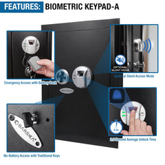 Barska 0.52 Cu. ft Black Biometric Wall Saf