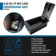 Barska 0.22 Cu. ft Floor Safe with Key Lock