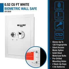Barska 0.52 Cu. ft Right Opening Wall Safe, White