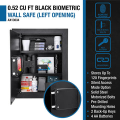 Barska 0.52 Cu. ft Black Biometric Wall Saf
