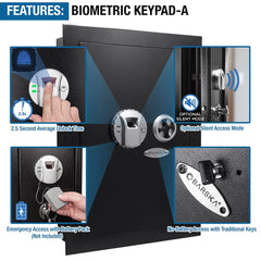 Barska 0.52 Cu. ft Black Biometric Wall Saf
