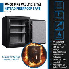 Barska FV400 FireVault Fireproof Keypad Security Safe