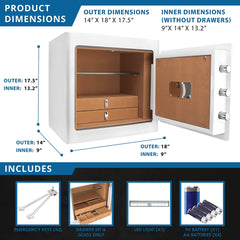Barska 1.01 Cu. ft Keypad Fireproof Jewelry Safe, White