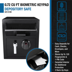 Barska 0.72 Cu. ft Biometric Keypad Depository Safe