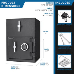 Barska 1.15 Cu. ft Rotary Hopper Keypad Depository Safe