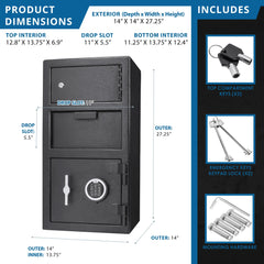 Barska 0.72/0.78 Cu. ft Dual Compartment Keypad Depository Safe