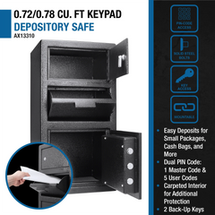 Barska 0.72/0.78 Cu. ft Dual Compartment Keypad Depository Safe