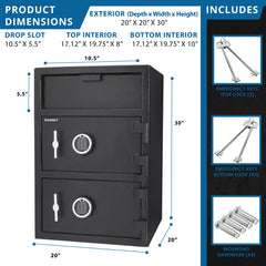 Barska 1.6/2 Cu. ft Dual Compartment Keypad Depository Safe