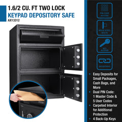 Barska 1.6/2 Cu. ft Dual Compartment Keypad Depository Safe