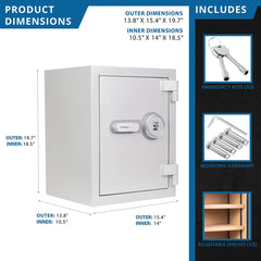 Barska 1.64 Cu. ft Biometric Fireproof Security Safe, Grey