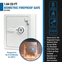 Barska 1.64 Cu. ft Biometric Fireproof Security Safe, Grey