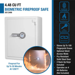Barska 4.48 Cu. ft Biometric Fireproof Security Safe, White