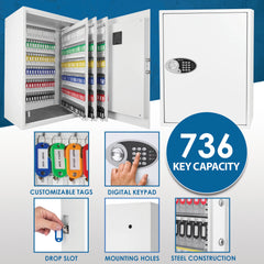 Barska 736 Capacity Adjustable Key Cabinet Digital Keypad Wall Safe