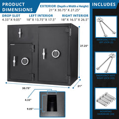 Barska 2.58/4.68 Cu. ft Dual Compartment Rotary Hopper Keypad Depository Safe