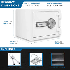 Barska 0.75 Cu. ft Biometric Fireproof Security Safe, White