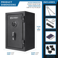 Barska 2.02 Cu. ft Biometric Keypad Fire Resistant Safe
