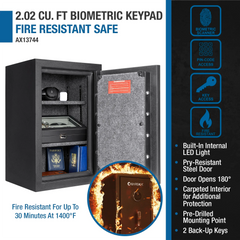 Barska 2.02 Cu. ft Biometric Keypad Fire Resistant Safe