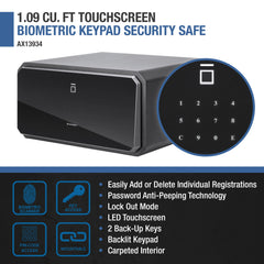 Barska 1.09 Cu. ft Touchscreen Biometric Keypad Security Safe