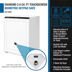 Barska Diamond 2.4 Cu. ft Touchscreen Biometric Keypad Security Safe