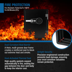 Barska FV PRO 600 Biometric Keypad Fire Resistant Safe