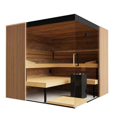 Thermasol Aalto - Glass and Wood Panels, 3-4 Person, Indoor Sauna - Green Vista Living