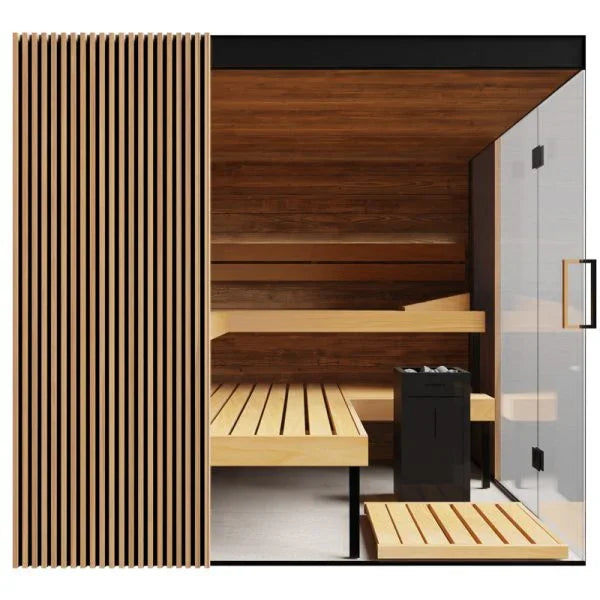 Thermasol Aalto - Glass and Wood Panels, 3-4 Person, Indoor Sauna - Green Vista Living