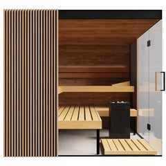Thermasol Aalto - Glass and Wood Panels, 3-4 Person, Indoor Sauna - Green Vista Living