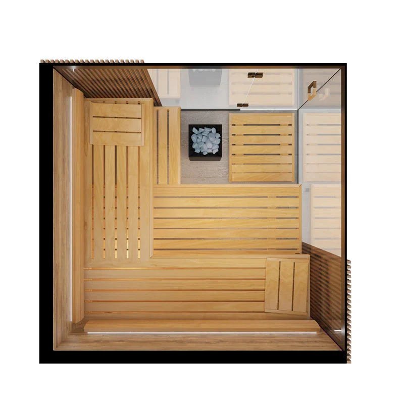 Thermasol Aalto - Glass and Wood Panels, 3-4 Person, Indoor Sauna - Green Vista Living